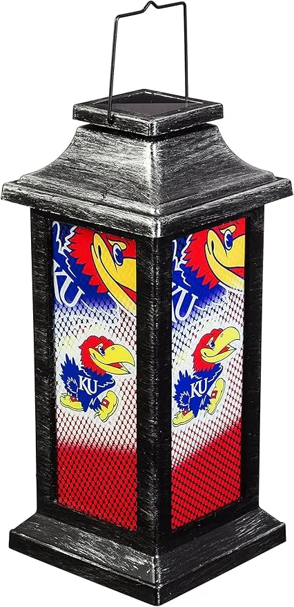 Team Sports America University of Kansas Solar-Powered Outdoor Safe Hanging Garden Lantern