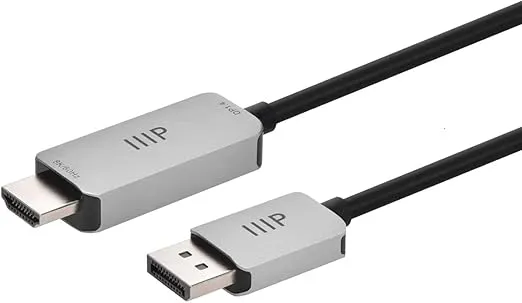 Monoprice DisplayPort 1.4 Cable to 8K HDMI - 8K@60Hz, Up to 32.4Gbps Bandwidth, 32AWG, 6 Feet, Black