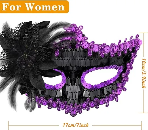 SIQUK Couple Masquerade Masks Set Venetian Party Mask Costume Mask