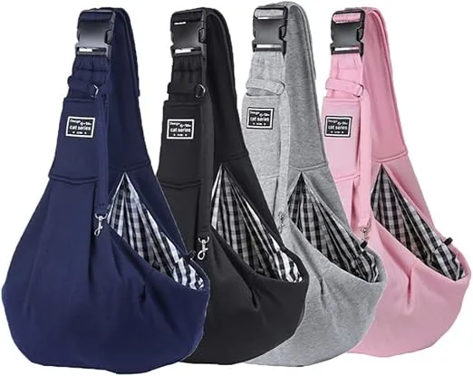Pet Sling Carrier Adjustable Shoulder Strap Puppy Tote Hands Free Reversible Pet Backpack for OutdoorTravel Dog Sling Bag Pet Carrier Slings One Shoulder Dog Carrier Slings Bag Pink