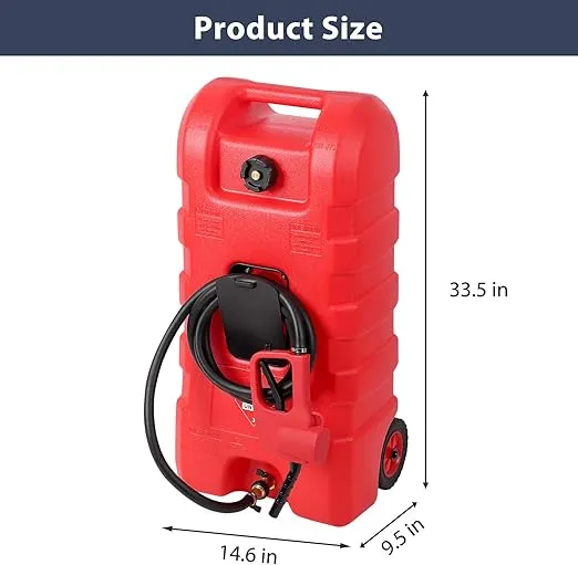 Garvee Fuel Caddy, 15 Gallon Portable Gas Can Fuel Tank Container with Fluid Transfer Siphon Pump and 10ft. Delivery Hose, Diesel Storage Can On-Wheels for Cars Lawn Mowers ATVs Boats