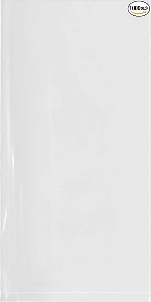 Plymor 4" x 8" (Case of 1,000), 1.25 Mil Flat Open Clear Plastic Poly Bags