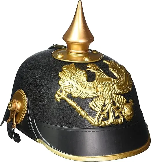Forum Novelties - German Officer Pickelhaub Helmet - Plastic Imperial Prussian Helmet - Black & Gold Colored