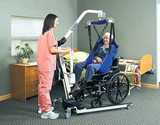 Invacare Reliant Divided Leg Sling with Head Support for Patient Lifts, Polyester, Large, 450 lb. Weight Capacity, R101,Binding; Green, Body; Blue