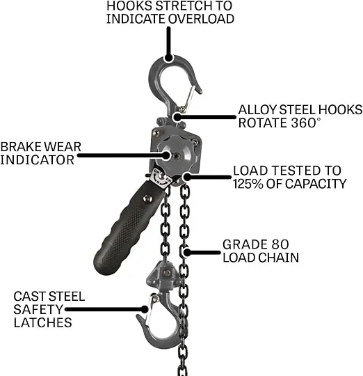 JET 1/2-Ton Mini-Puller Lever Hoist, 10' Lift (Model JLP-050A-10)