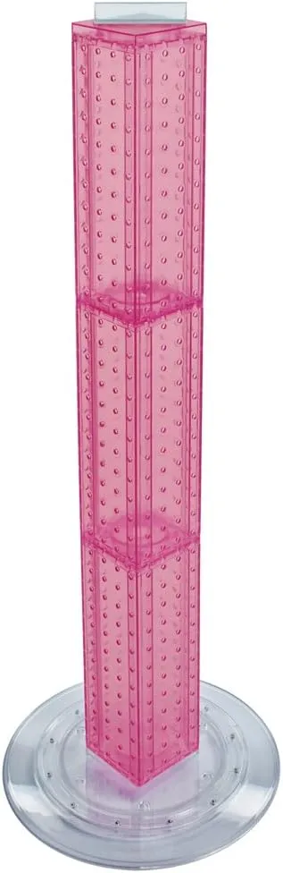 Azar 700223-PNK Pegboard 4-Sided Revolving Counter Display, Pink Translucent Color