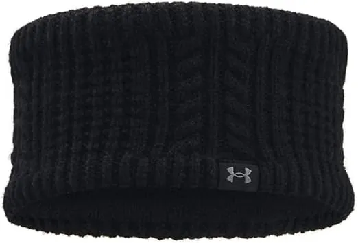 Under Armour Women's Halftime Headband, (001) Black/Black/Castlerock, One Size Fits Most