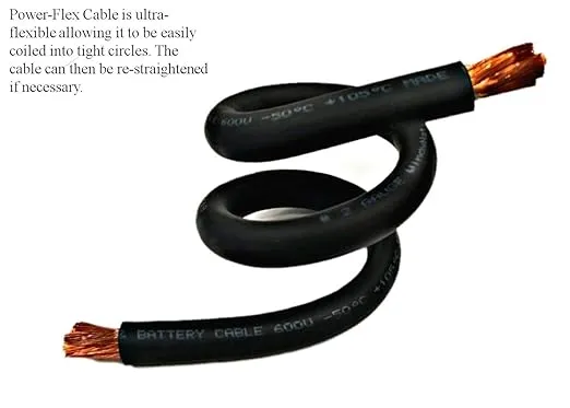 WNI 1/0 Gauge 20 Feet Black 1/0 AWG Ultra Flexible Welding Battery Copper Cable Wire - Made in The USA - Car, Inverter, RV, Solar