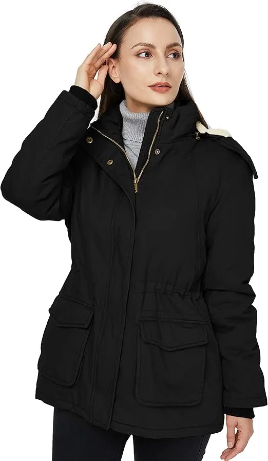 WenVen Women's Winter Warm Sherpa Lined Jacket Heavy Parka Coat with Hood