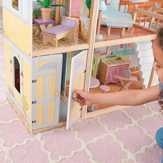 KidKraft Majestic Mansion Wooden Dollhouse with 34-Piece Accessories, Working Elevator and Garage, Gift for Ages 3+