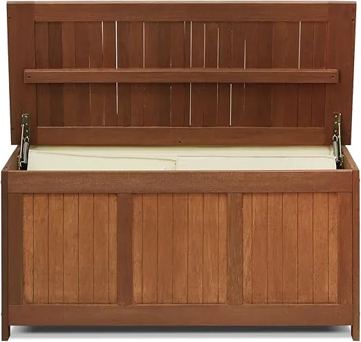 Furinno FG17685 Tioman Outdoor Patio Furniture Hardwood Deck Box in Teak Oil, Natural