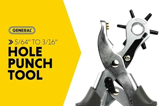 General Tools Revolving Punch Pliers 73 - 6 Multi-Hole Sizes For Leather, Rubber, & Plastic - Hobbies & Crafts