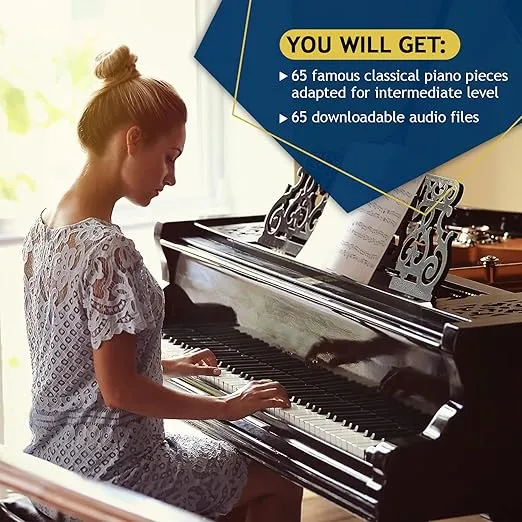 Classical Piano Masterpieces. Piano Sheet Music Book with 65 Pieces of Classical Music for Intermediate Players (+Free Audio) (#1 in Series)