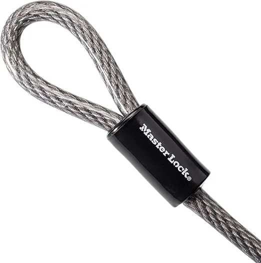 Master Lock Steel Bike Lock Cable, 30 ft. Long x 3/8 in. Diameter Vinyl Coated Cable with Looped Ends, 70DCC,Gray