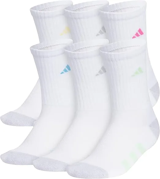 adidas Boys' Athletic Cushioned Crew Socks (6 Pairs) for Kids, Boys' and Girls' - durable, breathable fabric ready for Sport