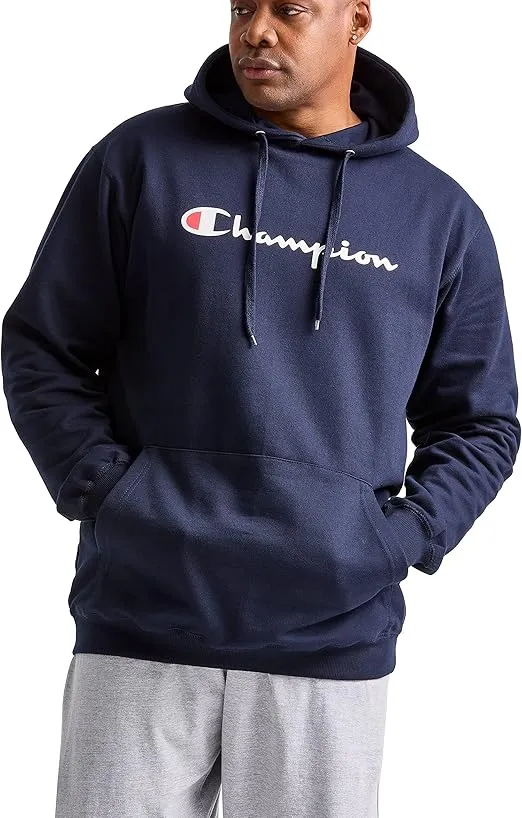 Champion Men's Hoodie, Powerblend, Fleece Men's Hoodie, Comfortable Men's Sweatshirt, Script Logo (Reg. or Big & Tall)