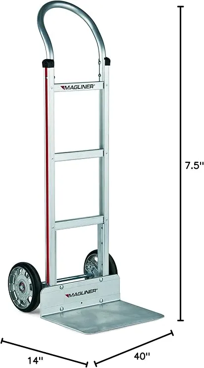 Magliner HMK111K11 Aluminum Hand Truck, Horizontal Loop Handle, 16" x 12" Extruded Aluminum Nose Plate, 500 lb Capacity