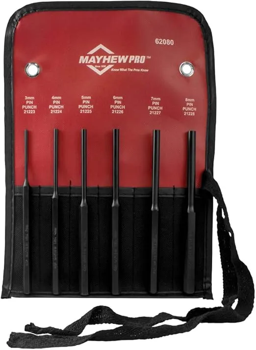 Mayhew Pro 62080 Metric Pin Punch Kit, 6-Piece