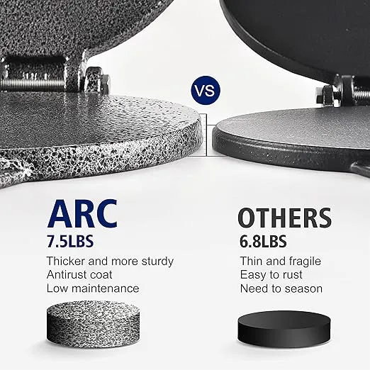 ARC Tortilla Press 8 inch, Cast Iron Tortilla Maker Include 100 Pcs Parchment Paper, Heavy Duty Tortillera Pataconera, Flour Tortilla Press, Roti Maker, Taco Maker, Taco Press, Black Gray