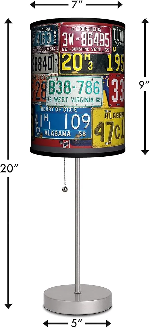 Vintage License Plates Table Lamp Shade Light - Farmhouse Decor Gifts for Men