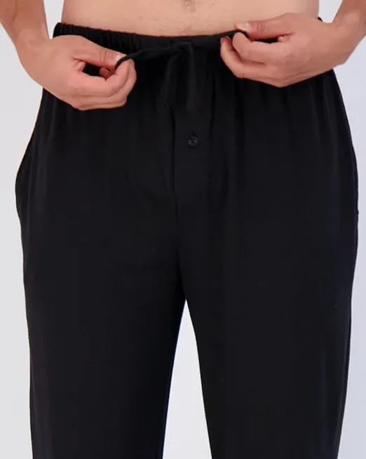 Real Essentials 3 Pack: Men's Pajama Pants - Knit Cotton Flannel Plaid Lounge Bottoms- Button Fly (Available In Big & Tall)