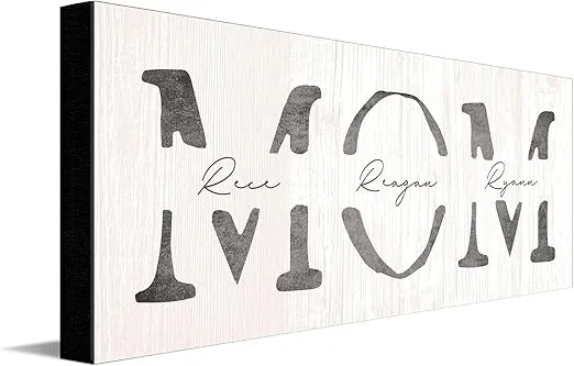 MOM & Children - Personalized Mother's Day Gift Sign (9.5"x26" Block Mount)