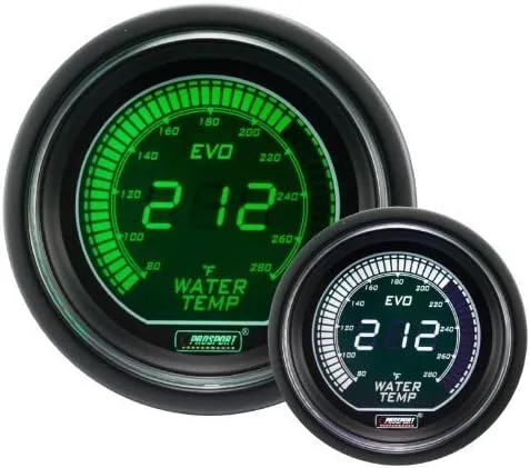 Prosport 216EVOWGWT EVO Water Temperature Digital Gauge Green/White 52mm
