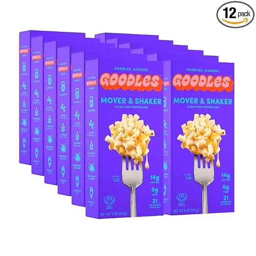 Goodles Mover & Shaker Mac & Cheese 12 Pack, 6oz - 14g Protein, 6g Fiber with Prebiotics, 21 Nutrients and Made w/REAL Cheese! | Clean Label Certified