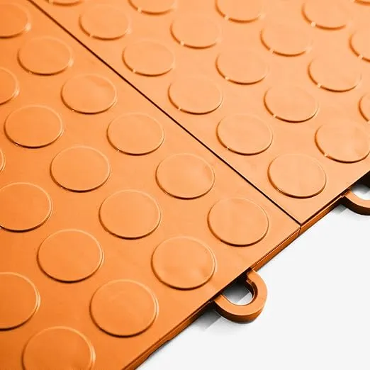 FlooringInc's Nitro 12"x12" Snap-Together Garage Flooring Tiles, Non-Slip Interlocking Plastic Garage Floor Mat, Garage Organization & Garage Storage, Coin Pattern, Harley Orange, 1 Tile, 1 Sq/Ft