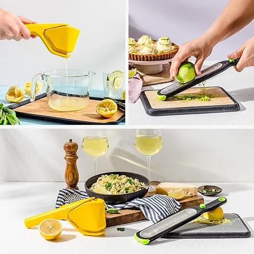 Dreamfarm Set of Citrus Tools All-In-1 Citrus Cooking Utensils with Fluicer Juicer & Ozest Speed-Zester, Nut, Cheese, Fruit Juice & Zest - Assorted