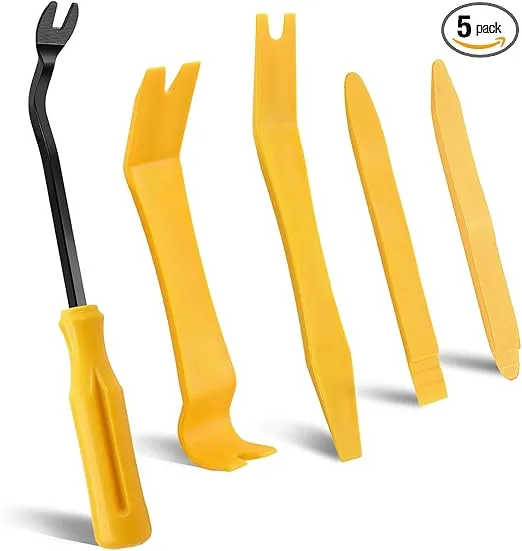 5 PCS Auto Trim Removal Tool Kit, No-Scratch Pry Tool Kit for Car Interior Door Clip Panel & Audio Dashboard Removal Fastener Yellow