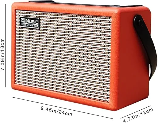 Acoustic/Electric Guitar Amplifier, 15 Watt Portable Bluetooth Amp for Guitar Acoustic/Electric with Reverb Effect, 2 Band EQ,Orange