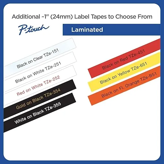 Brother Genuine P-Touch TZE-S251 Tape, 1" (0.94") Wide Extra-Strength Adhesive Laminated Tape, Black on White, Laminated for Indoor or Outdoor Use, Water-Resistant, 0.94" x 26.2' (24mm x 8M), TZES251
