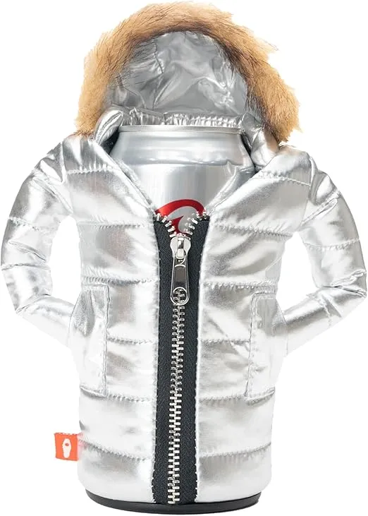 Puffin - The Pahka Beverage Parka | Insulated Can & Bottle Coolers That Keep Soda and Beer Cold | Thermocooler Sleeve Cover | 12 oz (Silver)