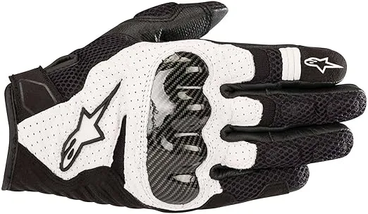 Alpinestars Men's SMX-1 Air v2 Motorcycle Riding Glove, Black/White, X-Large