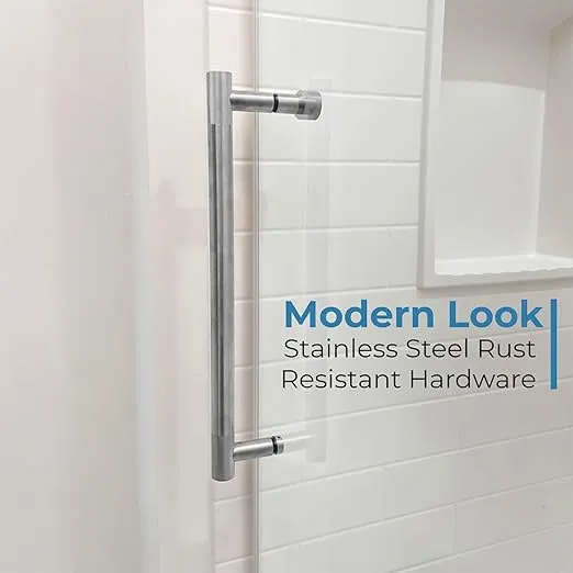 Matte Black Shower Door for Walk in Shower 56-60 inch W x 72 inch H, Sliding Bathroom Door with Smooth Door Closing, Explosion Proof Film, Murano Lux