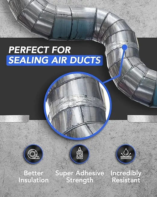 Professional Grade Aluminum Foil Tape - 2 Inch by 210 Feet (70 Yards) 3.6 Mil - High Temperature Tape - Perfect for HVAC, Sealing & Patching, Hot & Cold Air Ducts, Metal Repair, More!