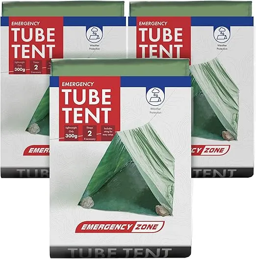 Emergency Zone Green Survival 2 Person Tube Tent 3 Pack