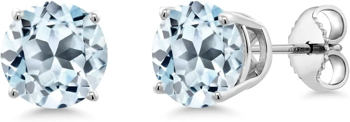 Gem Stone King 925 Sterling Silver 7MM Round Gemstone Birthstone Stud Earrings For Women Men