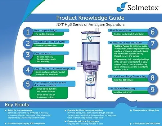 Solmetex NXT Hg5 Collection Container with Recycle Kit (NXT-Hg5-002CR) for Solmetex Amalgam Separator Maintenance Free for Dental Office - Office Address Required