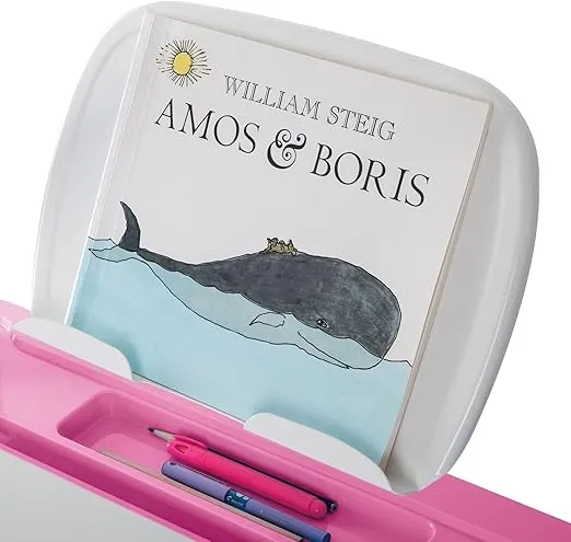 Mount-It! Accessory Kit for Height Adjustable-Kids-Desk | Includes LED-Lamp, Book Holder Shelf and Pencil Holder-Cup, Pink