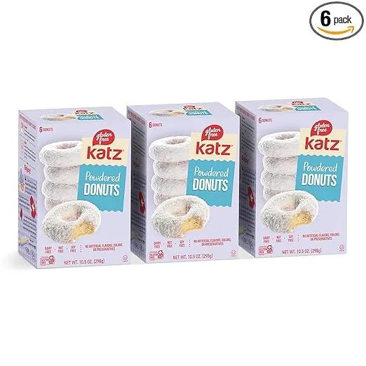 Katz Gluten Free Powdered Donuts | Dairy Free, Nut Free, Soy Free, Gluten Free | Kosher (3 Packs of 6 Donuts, 10.5 Ounce Each)