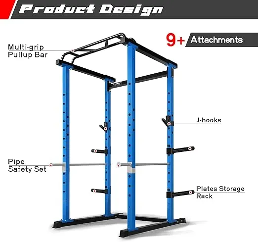 RitFit PPC01 Power Cage 1000LB Capacity and Packages with Optional Basic Power Rack, Weight Bench, Barbell Set with Olympic Barbell, DIY LAT Pull Down Pulley System, for Garage & Home Gym