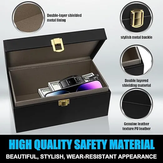 Faraday Box, [New Version] RFID Box for Car Keys, Faraday Cage,Key Fob Protector, Carbon Fiber Signal Blocker for Keyless Fob, Large Car Key Signal Blocking Box for Car Keys Phones
