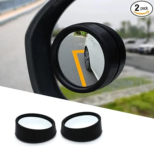 2Pack Blind Spot Car Mirror,Round HD Glass Frameless Convex Rear View Mirrors,360° Wide Angle Side View Mirror, For Car, Motorcycle, SUV (Black)