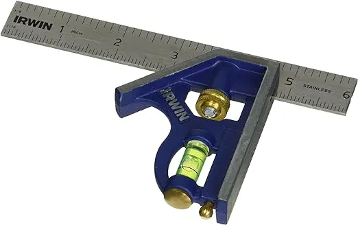 IRWIN Tools Combination Square, Metal-Body, 6-Inch (1794468), Blue