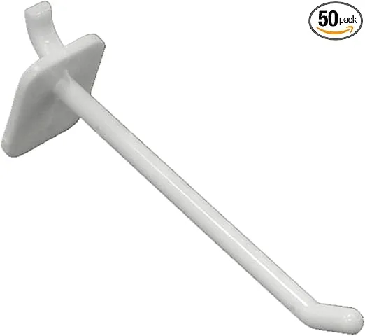 Azar Displays 800004-W 4-Inch Lexan Hook, White, 50-Pack