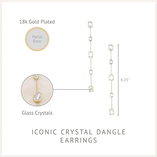 Ettika Gold Earrings for Women. Birthstone Gifts For Women. Iconic Crystal 18k Gold or Rhodium Plated Drop Earrings. Jewelry
