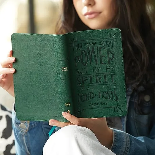 NKJV, Thinline Youth Edition Bible, Verse Art Cover Collection, Leathersoft, Green, Red Letter, Comfort Print: Holy Bible, New King James Version