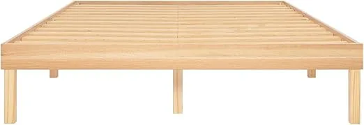 Naomi Home Lucia 14 Inch Solid Wood Platform Bed Twin Bed Frame, Pine Wood Twin Platform Bed Frame, No Squeak Bed Frame, Bed Frame Twin Size, No Box Spring Needed, Sturdy Bed Frame - Natural